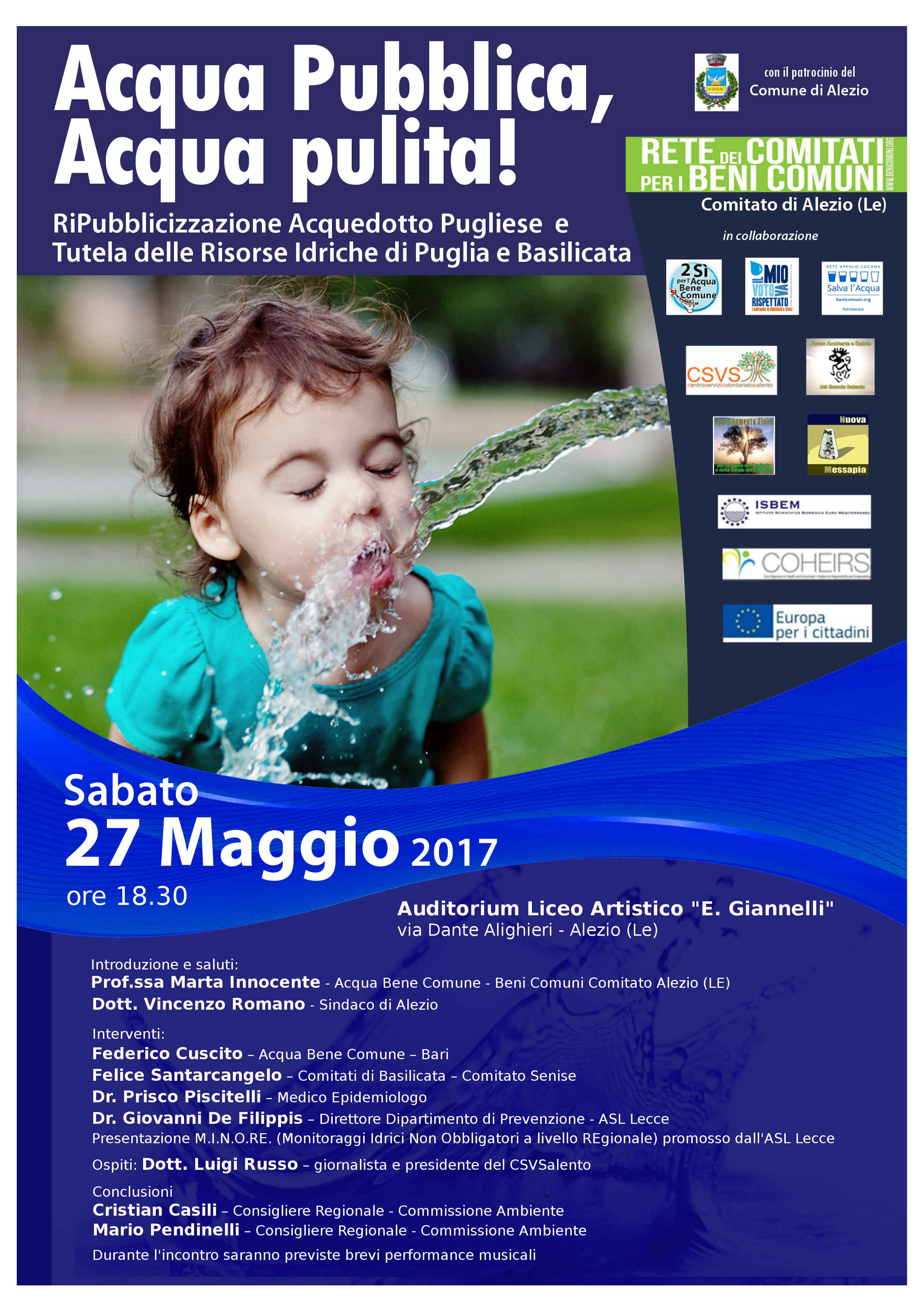 Locandina iniziativa acqua Alezio 27-5-17