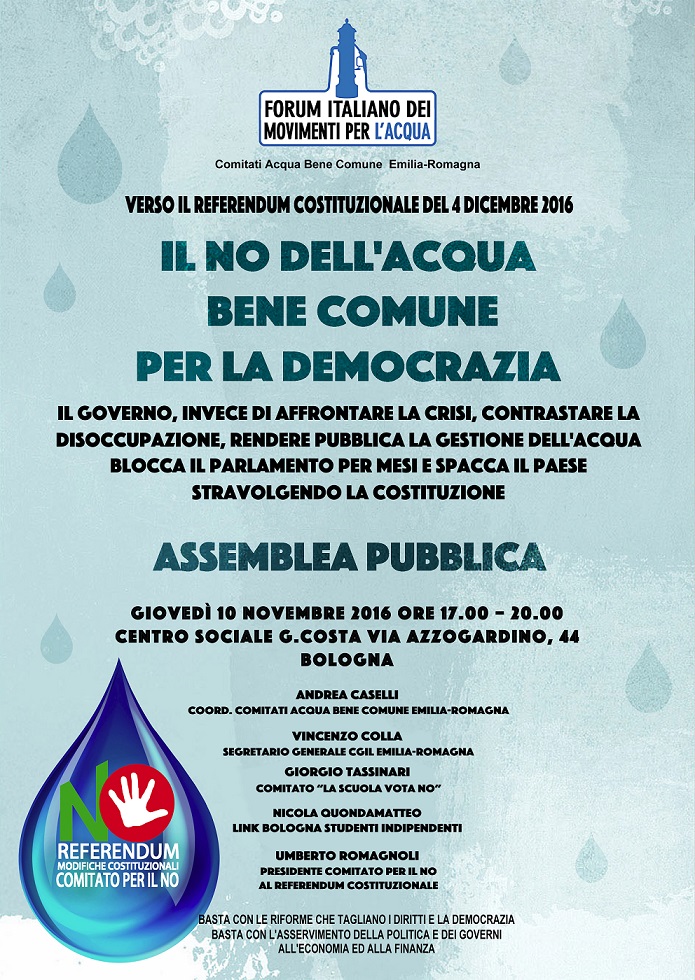 Assemblea pubblica No dellacqua Bologna 4-11-16 bassa risol