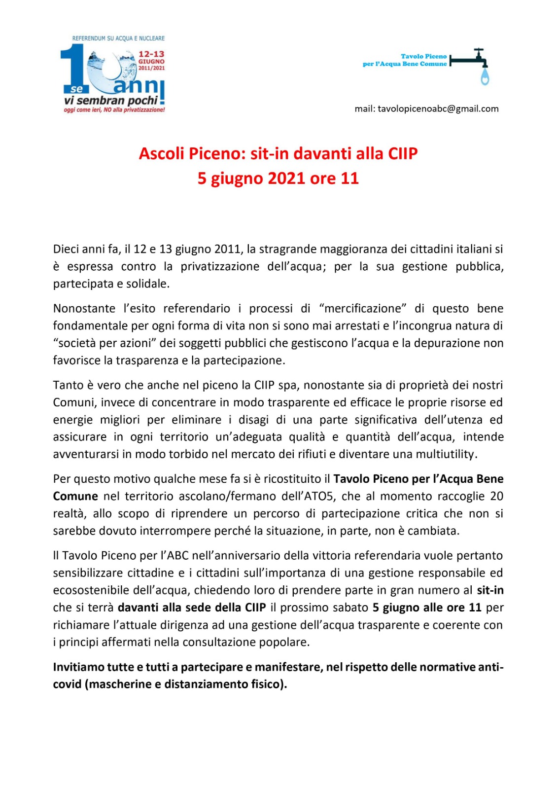Locandina iniziativa decennale referndum Ascoli Piceno 5 6 21 1
