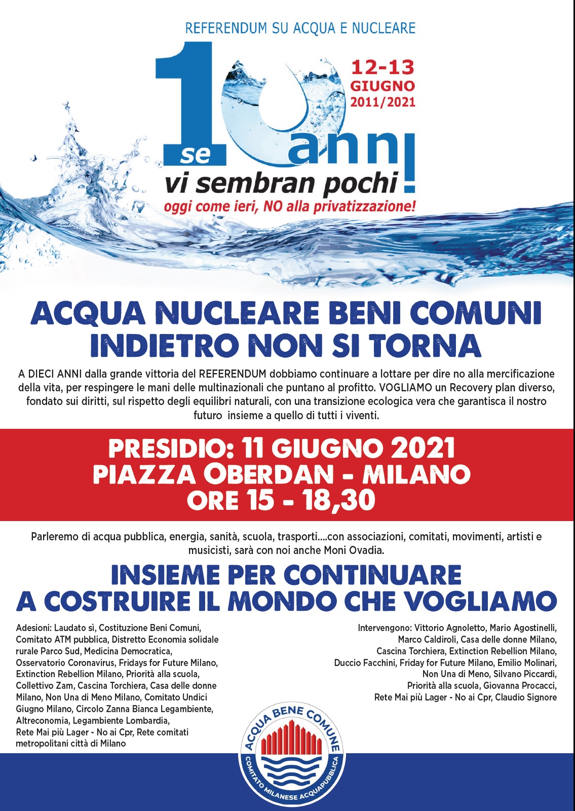 Locandina iniziativa decennale referndum Milano 11 5 21