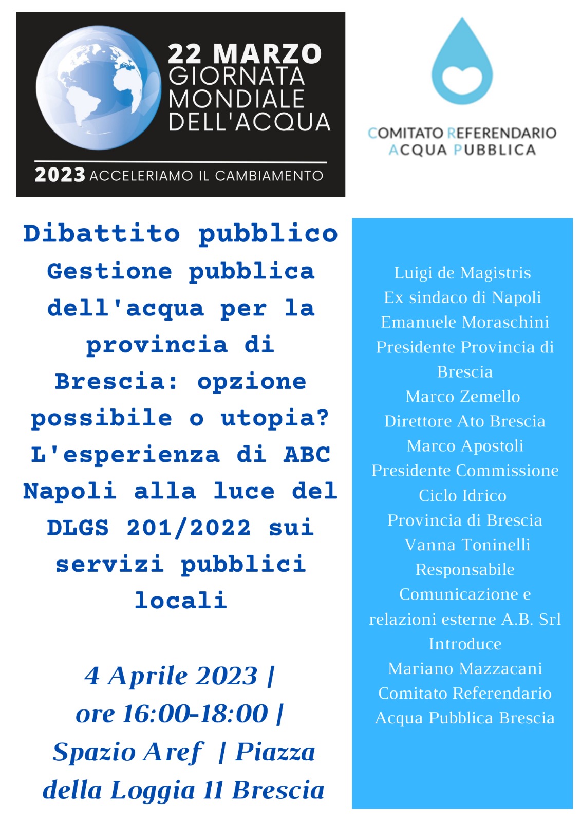 Iniziativa Giornata Mondiale Acqua Brescia 4. 4 23