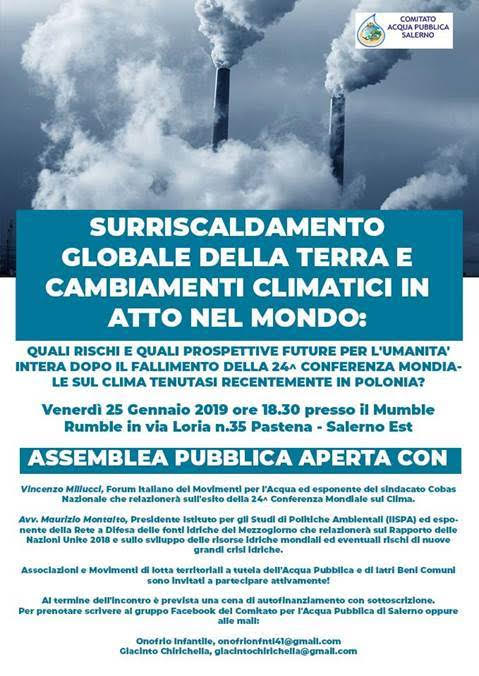 Iniziativa pubblica Salerno cambiamenti climatici 25-1-19