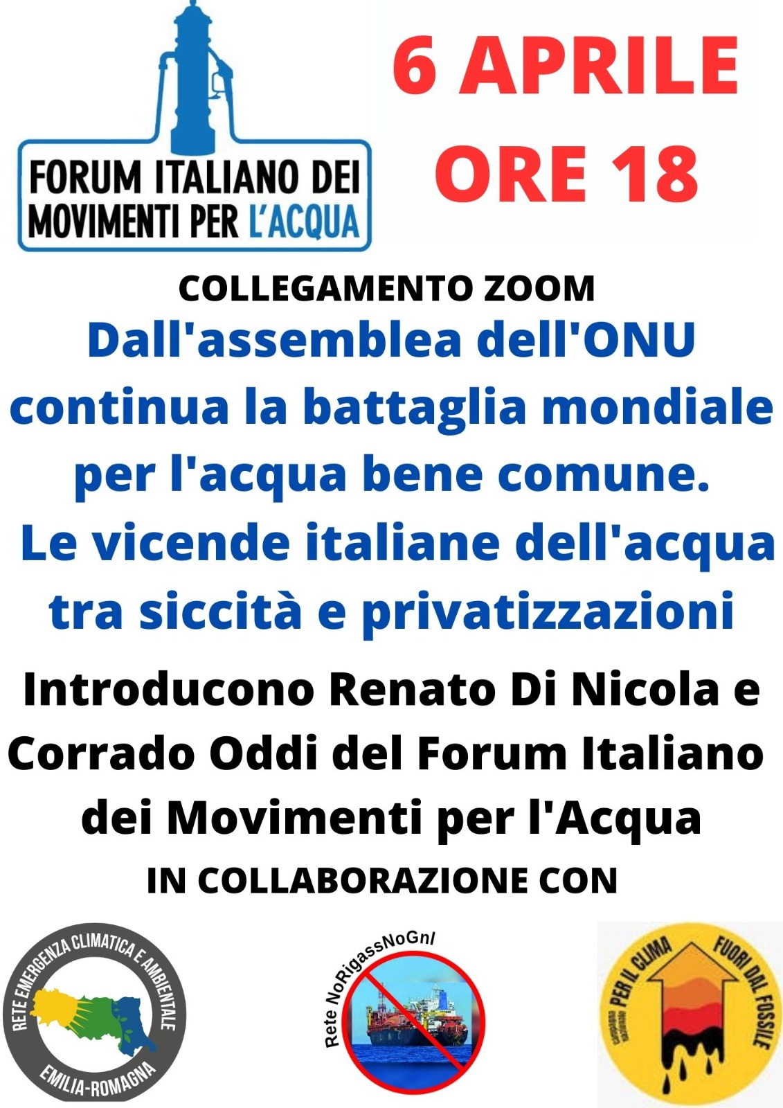 Iniziativa pubblica conferenza ONU acqua siccità privatizzazioni 6 4 23