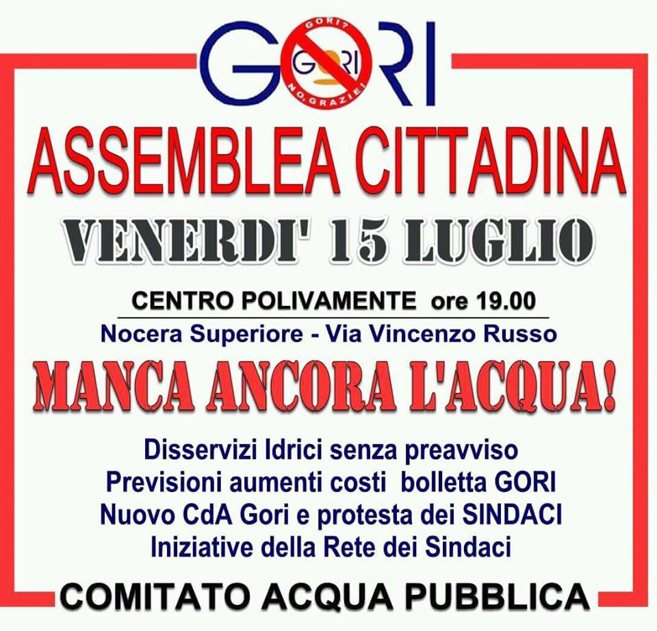 Locandina assemblea cittadina acqua pubblica Noc. Inf. 15-7-16