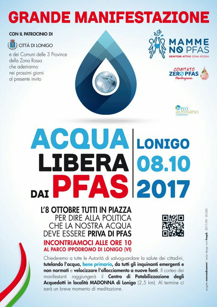 Locandina manifestazione No PFAS Lonigo 8-10-17