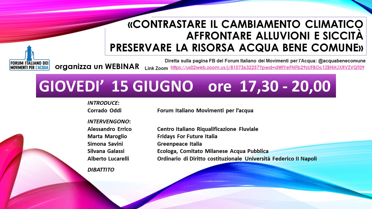 Locandina webinar siccità alluvoni 15 6 23